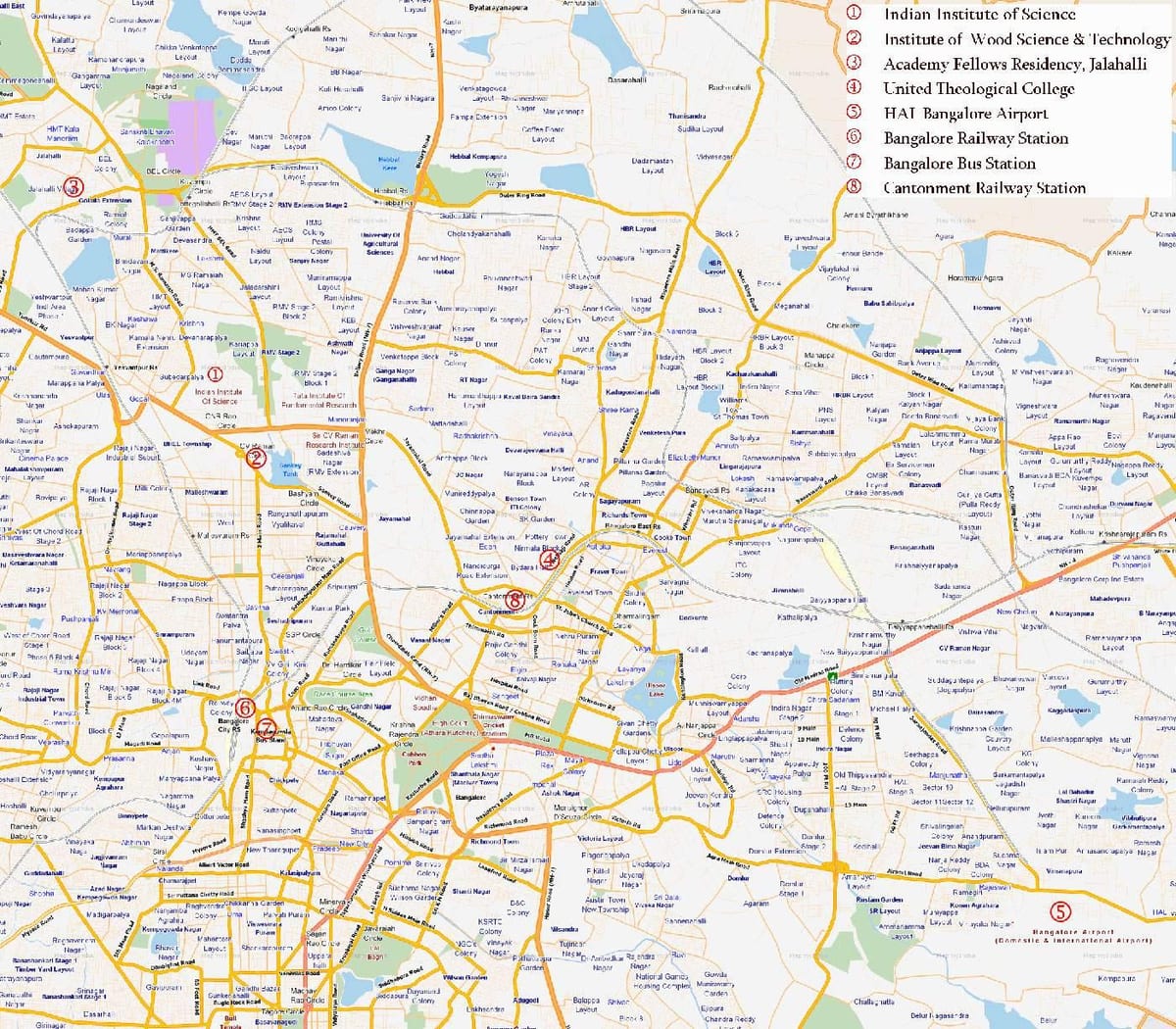 trasa mapu Bangalore