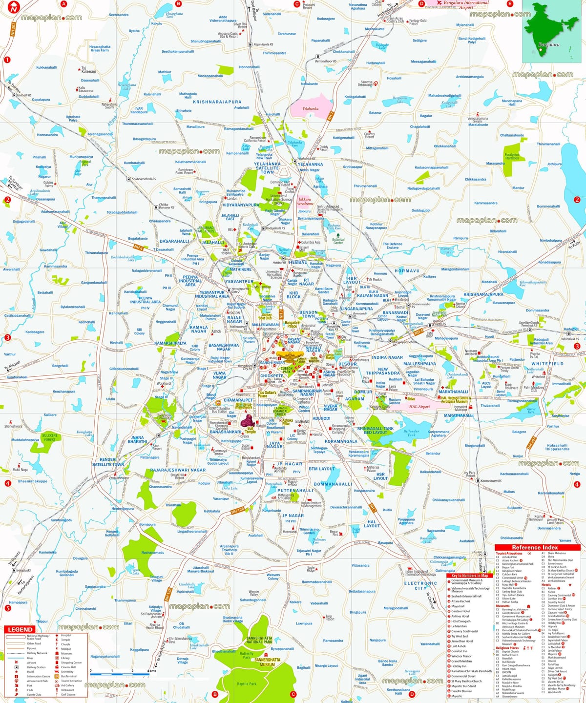 Bangalore turistické miesta mapu